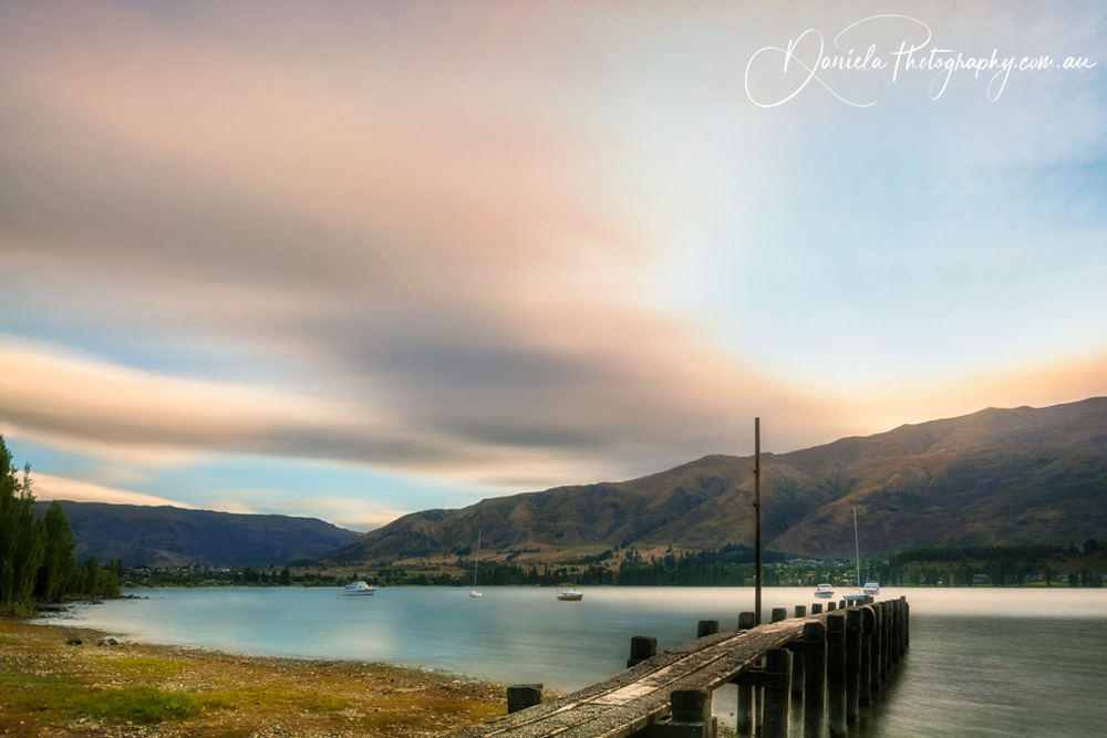 Wanaka Lake Pier at Sunset